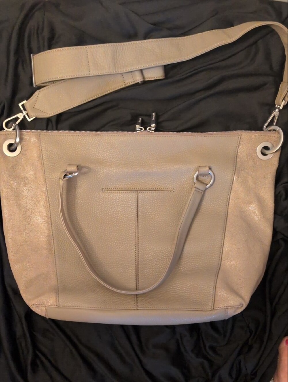 Hammit Daniel Tan Leather Satchel with Stud Accents - Picture 2 of 16